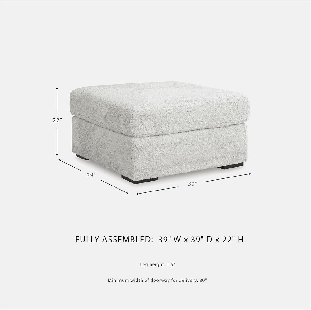 Cuddlesome White Oversized Square Accent Ottoman by