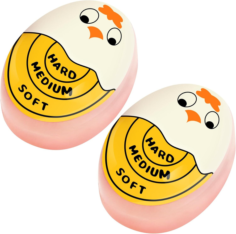 Egg Timer Color Changing Indicator for Hard Boiled Soft Boiled 2Pcs Yellow