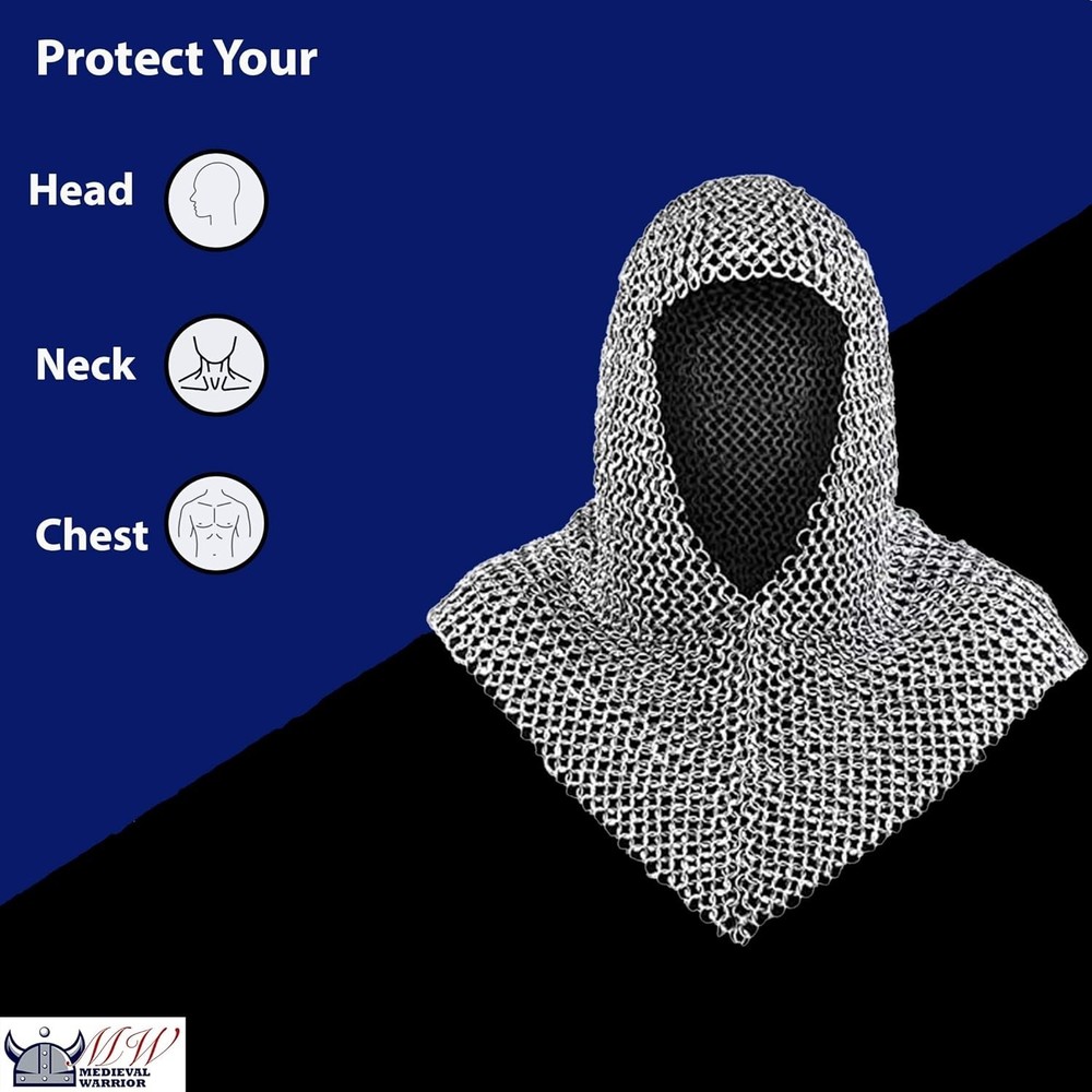 Rust-Resistant Chainmail Hood, 18.75"