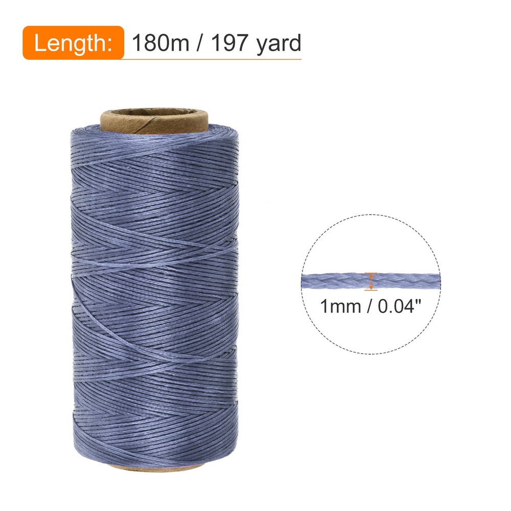 197 Yard 1mm 210D Flat Waxed Thread Polyester, Gray Blue