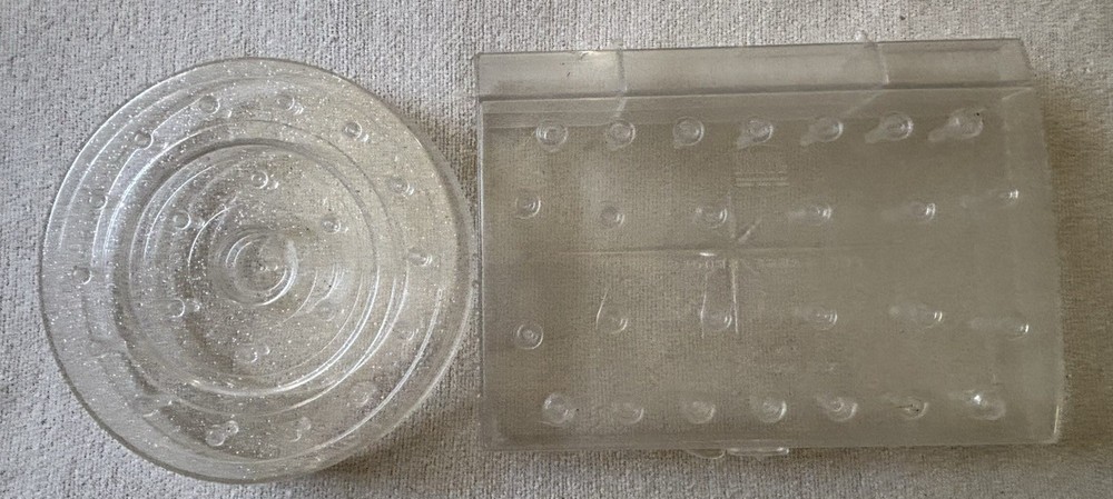 2 Vintage Plastic Spool Boxes Clear Thread Holder Caddy Sewing Storage