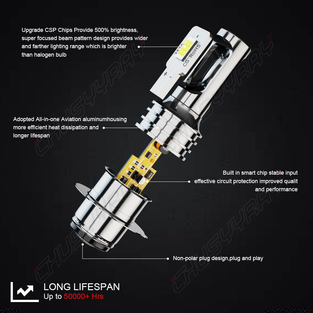 For Yamaha Raptor 350 660R 700 700R LED Headlight 2pcs Bulbs Kit YFM350R YFM660R
