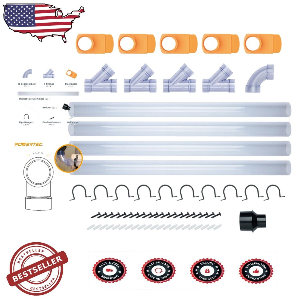 2-1/2" Dust Collection Network - Durable Clear Plastic, 65pc