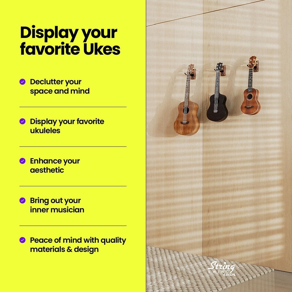 Lifetime Ukulele Wall Mount - Securely Display Your Instruments, 2 Pack