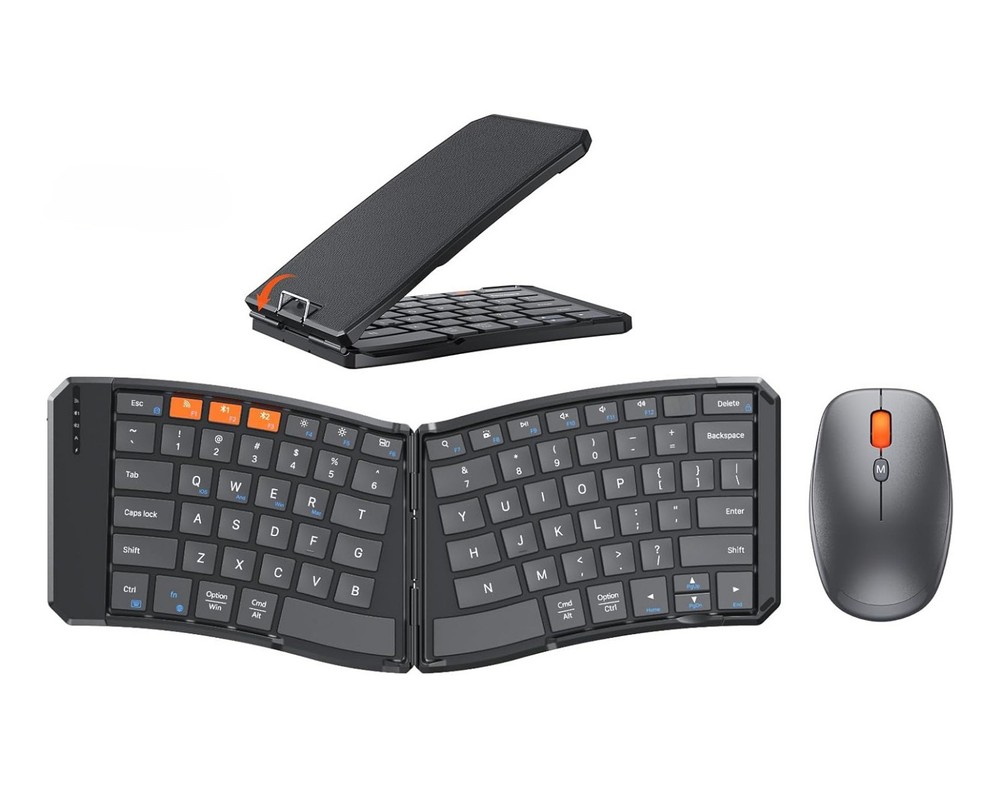 Foldable Ergonomic Keyboard and DPI Adjustable Mouse - PC/Mac/Android/iOS - Lock