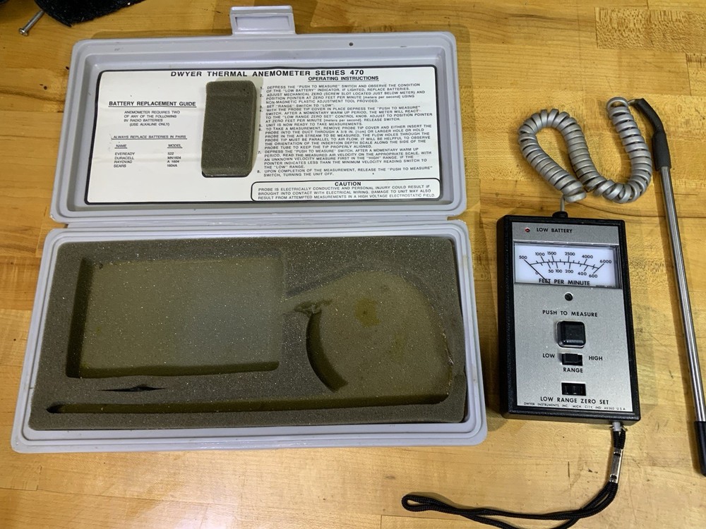 Dwyer 470-1 Thermal Anemometer W/ Probe, CASE