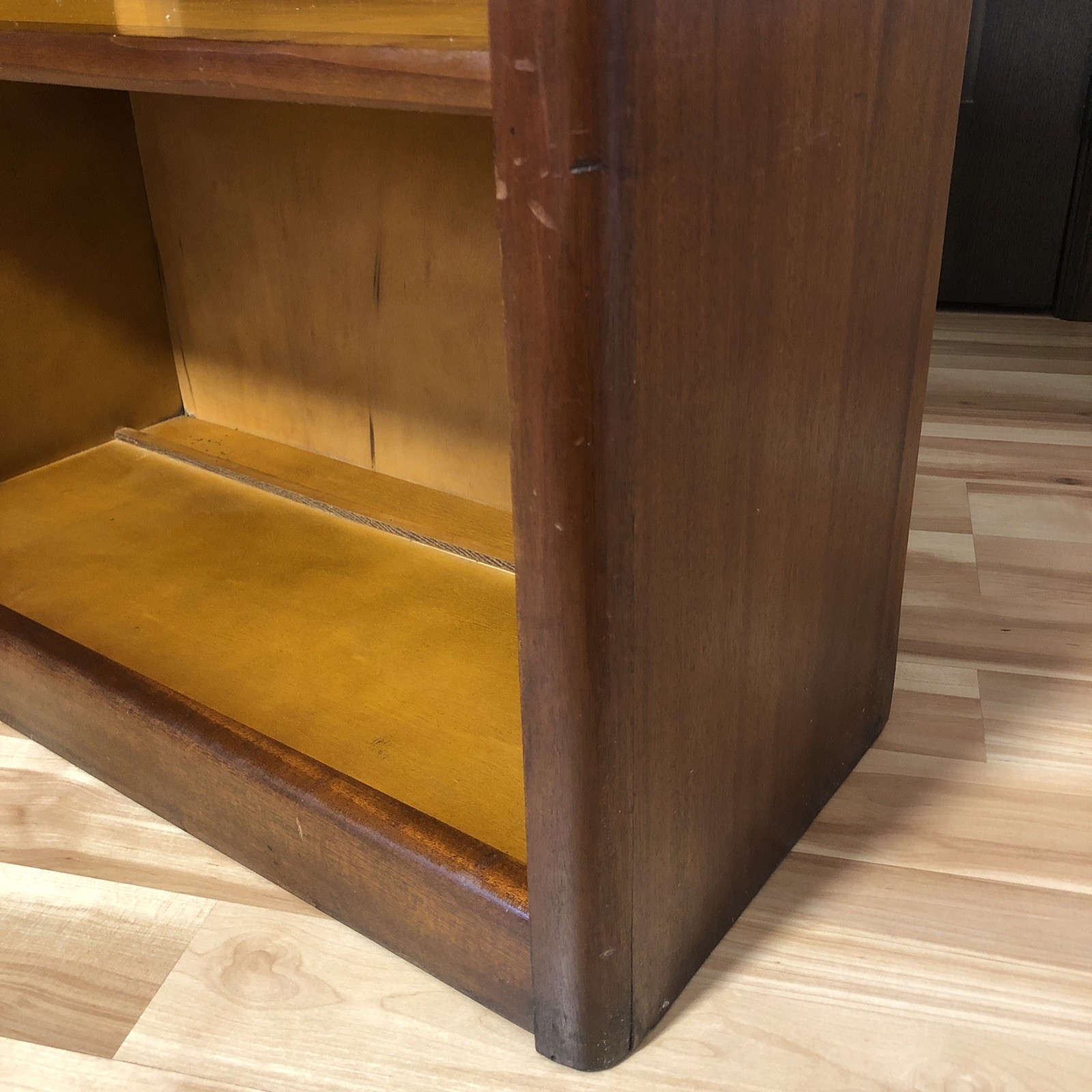 Midcentury Mahogany Wood Encyclopedia Bookcase Bookshelf Rounded Edges VTG MCM