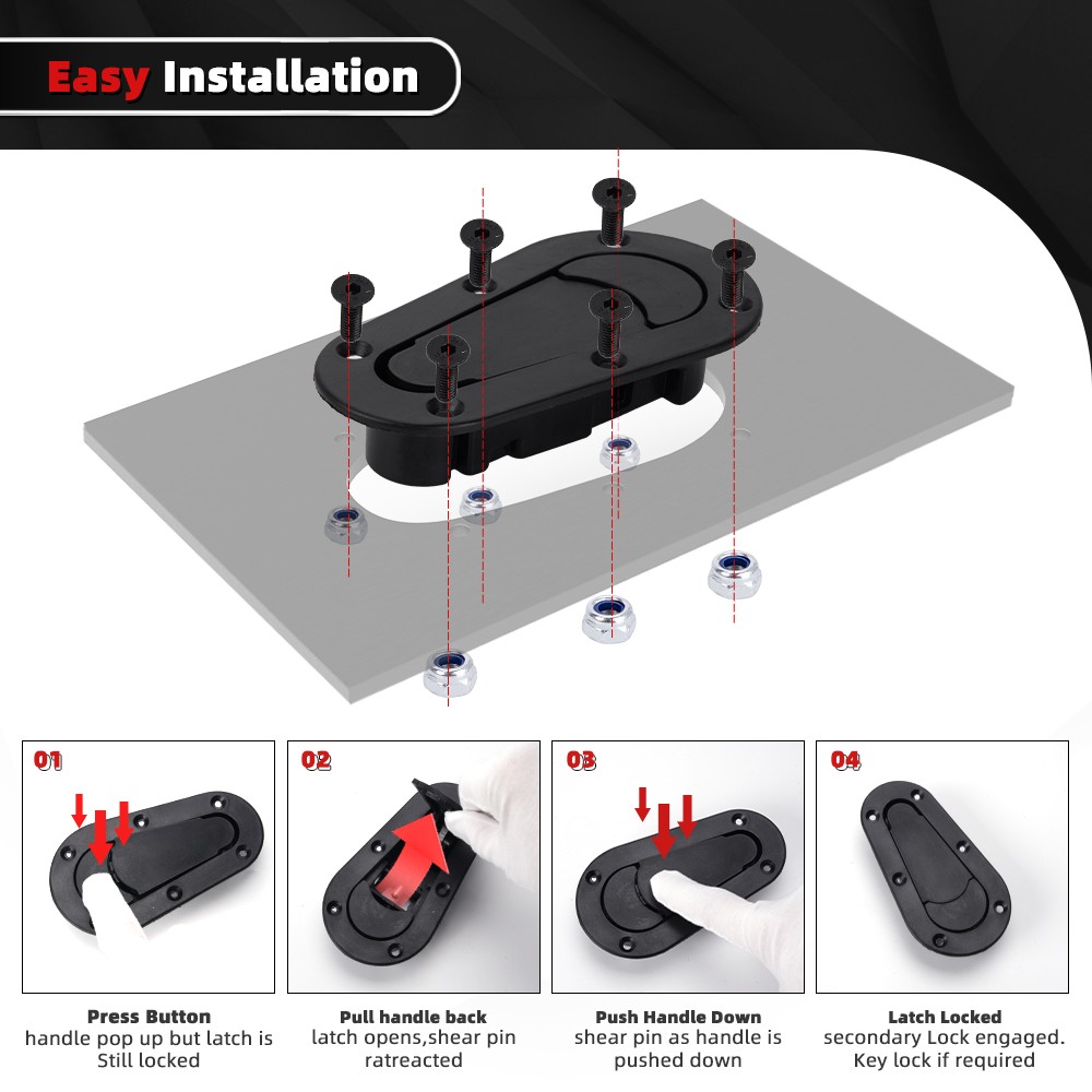 Universal Racing Car Flush Mount Quick Release Hood Latch Pin No Key Locking Kit