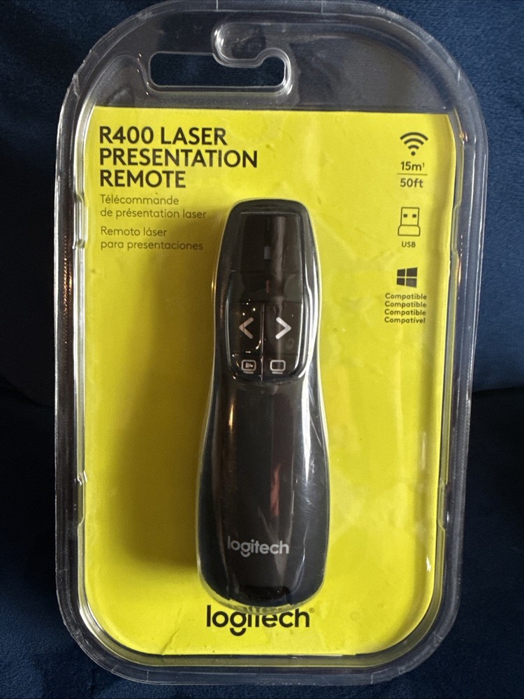 Logitech R400 Wireless Presenter 2.4GHz Laser Pointer Remote w/ USB Receiver &