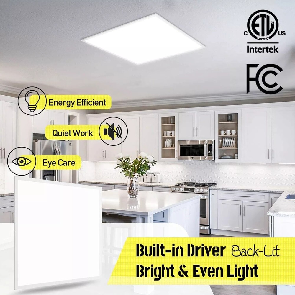 8 Pack 2x2Ft LED Panel Light Drop Ceiling Flat Panel Recessed Troffer Fixtures