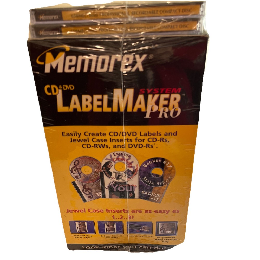 Pro Memorex Label Maker - CD & DVD Design System Mac/PC 2000 SEALED