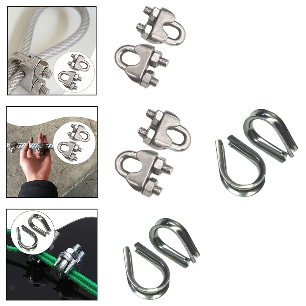 2Pcs Wire Rope Clamps Fastener Hardware Cable Clips for Cable Fitting Fences