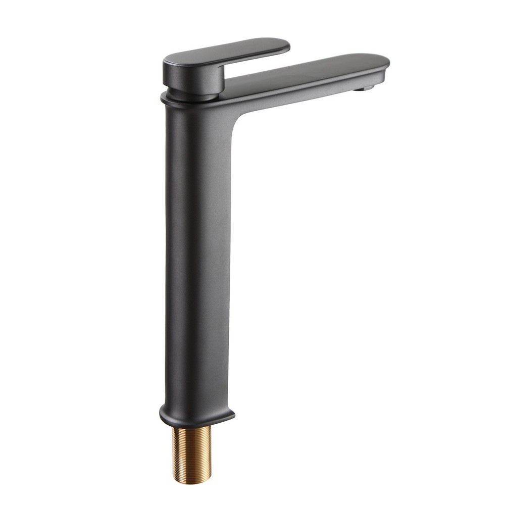 Gray Bathroom Sink Faucet Solid Brass