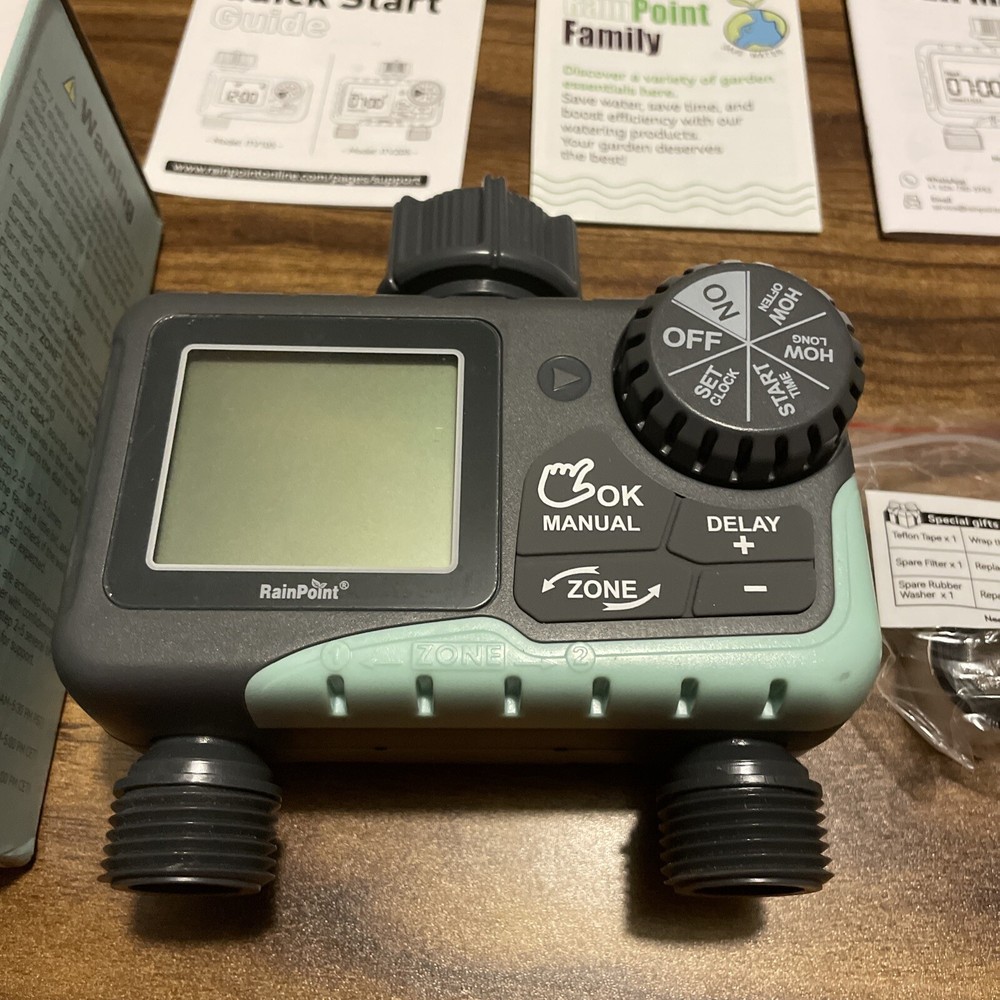 RainPoint 2 Zone Digital Water Timer Model ITV205 new open box
