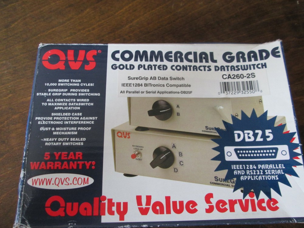 QVS Commercial Grade Data switch CA260-2S IEEE1284 BITronics Compatible New