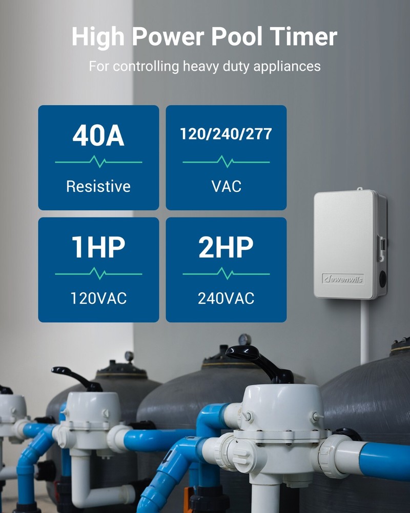 DEWENWILS Pool Pump Timer, Outdoor Digital Timer Box Heavy Duty 7-Day Programmab