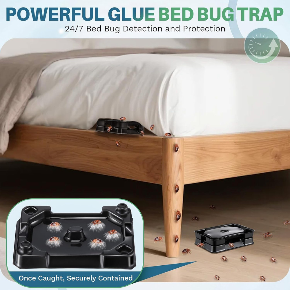 6 Set Bed Bug Detector & Trap, Bedbug Traps with Strong Glue, Bedbug Intercep...