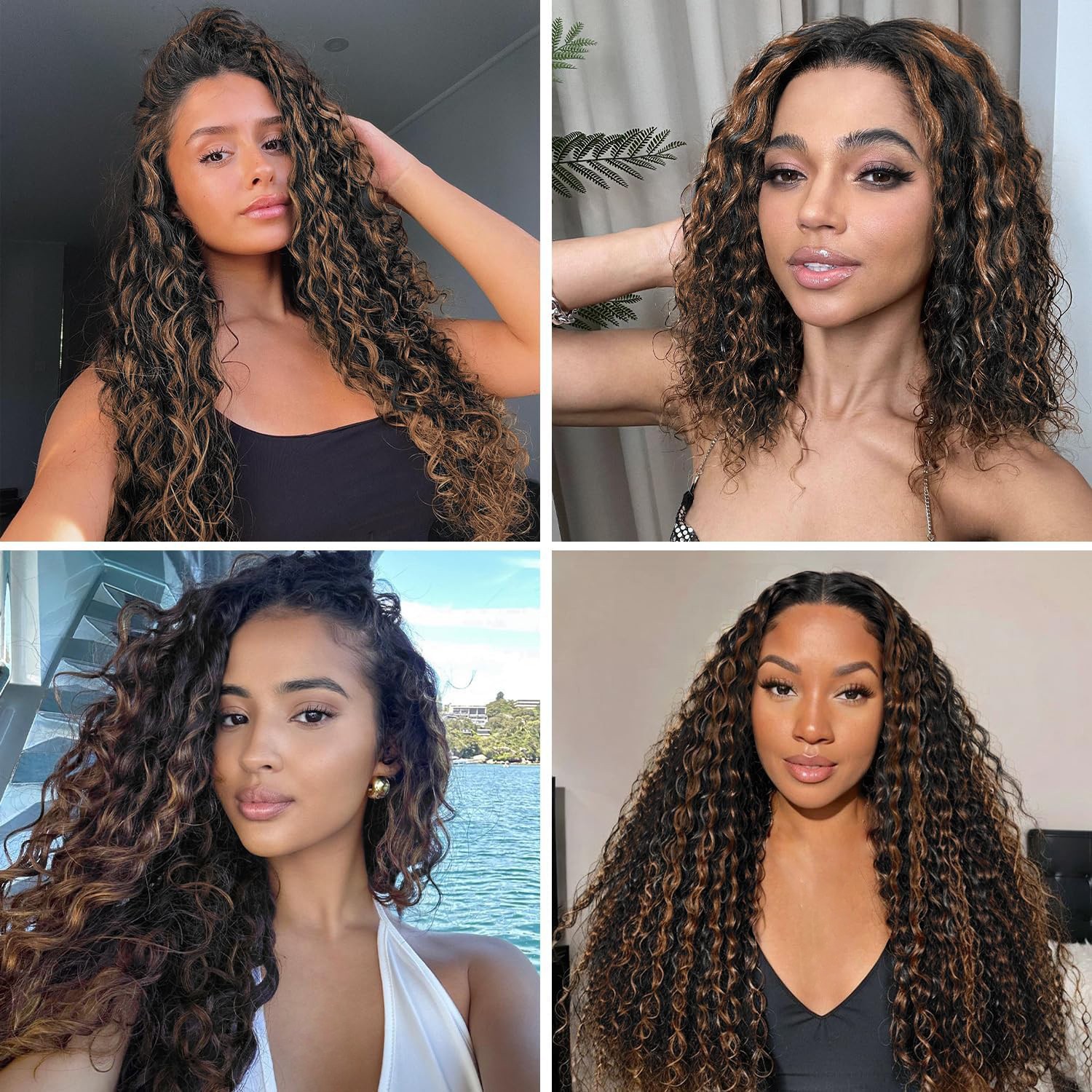 13x4 Water Wave Ombre 1B/30 Lace Front Wigs Transparent Lace Wigs Human Hair