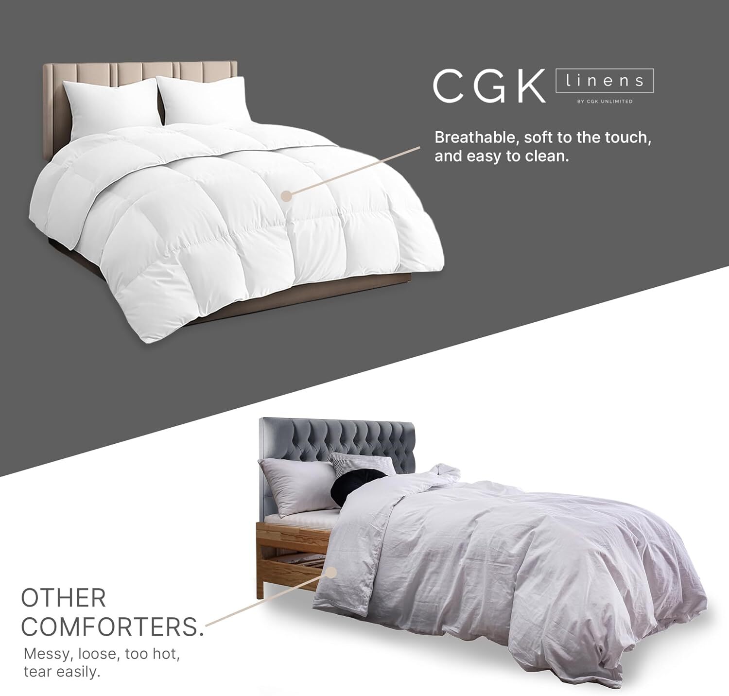 Alternative Down Comforter, All Season Fluffy & Cozy Duvet Insert by CGK Linens