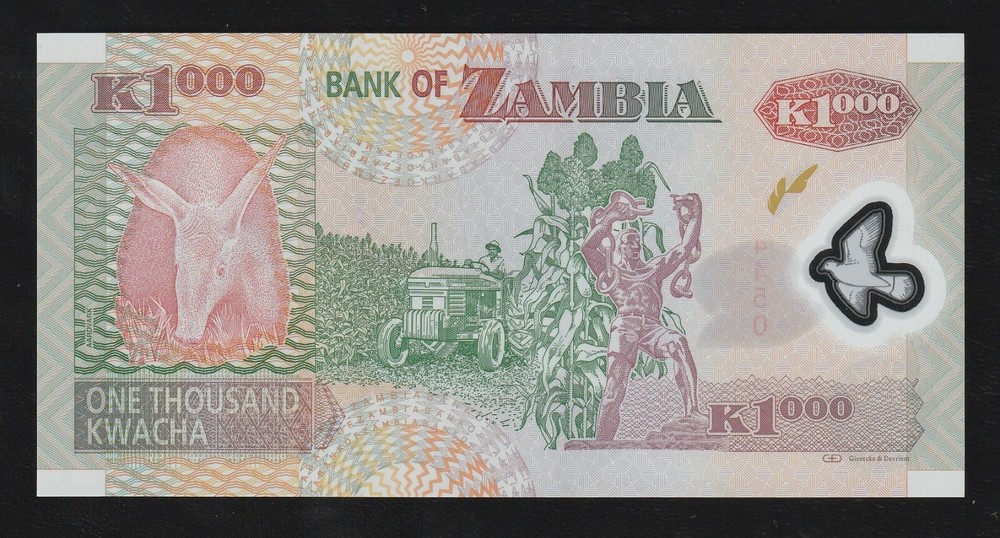 Zambia 1000 Kwacha 2011, UNC Banknote, Eagle