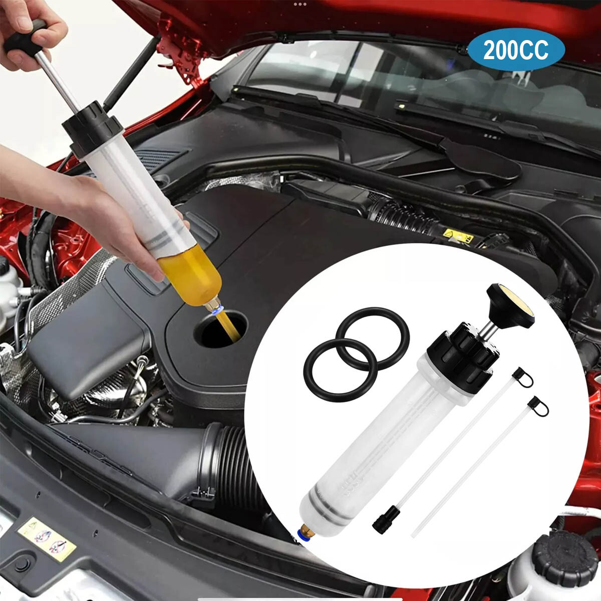 Automotive Fluid Extractor Pump Oil Change Syringe With Hose Manual Fuel Suction