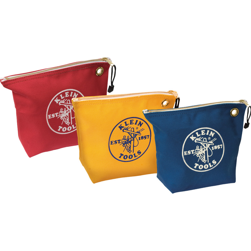 Klein Tools 5539CPAK 3.5 in. Assorted Canvas Zipper Tool Bag (3-Pack)