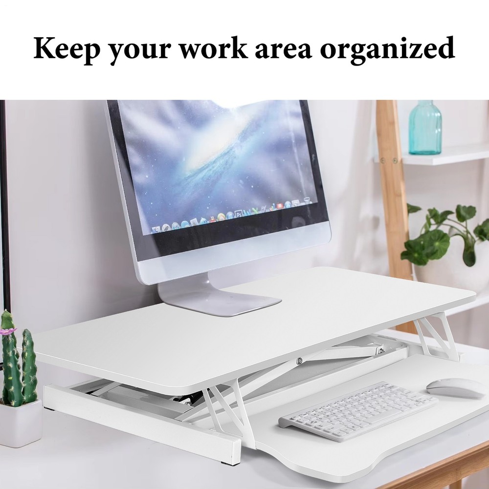 37" Height Adjustable Office Desk Riser Black Standing Desk Converter