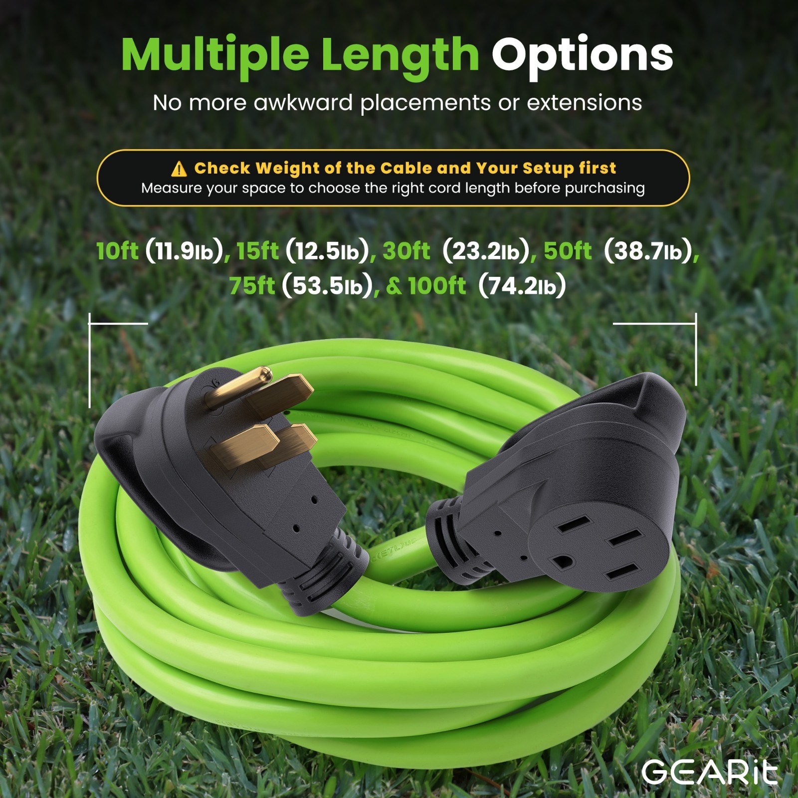 50 Amp 15 Foot RV/EV Extension Cord NEMA 14-50P/R Heavy Duty Extension Opened Bx