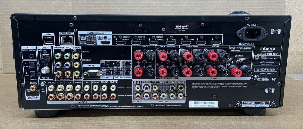 Integra DTR-40.7 7.2 Channel Network A/V Receiver without remote Partilly Tested
