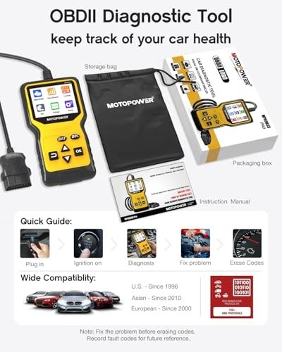OBD2 Scanner Code Reader, Check Engine Light Diagnostic Tool & Battery Tester