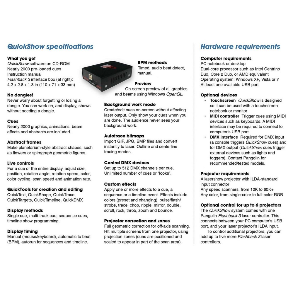 Pangolin QuickShow FB3 Laser Control Software with ILDA Interface
