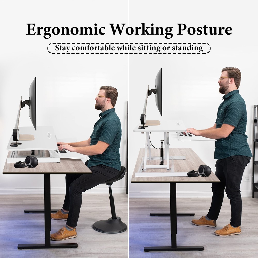 37" Height Adjustable Office Desk Riser Black Standing Desk Converter