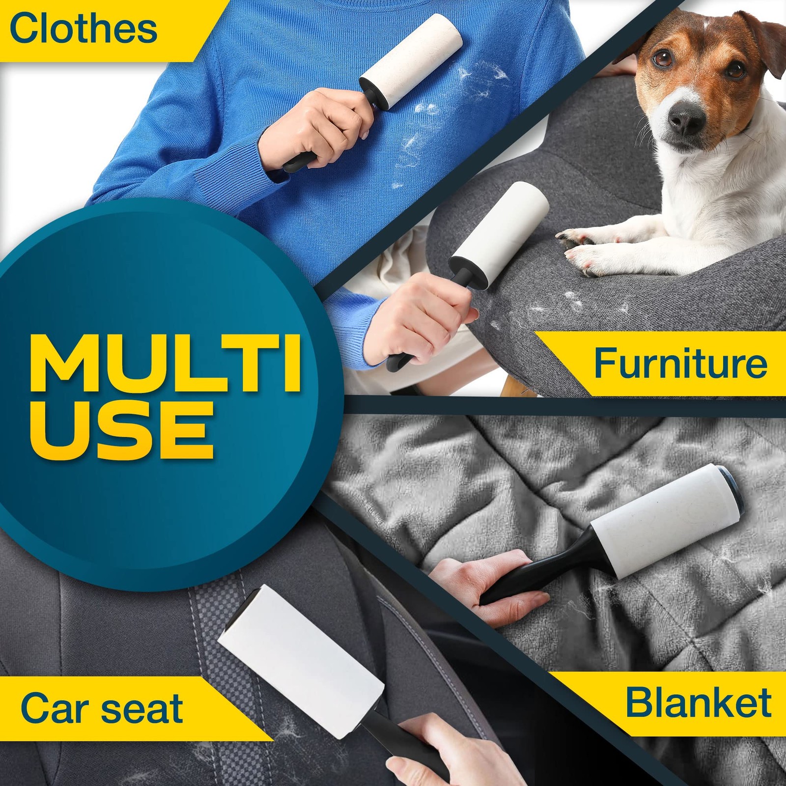 Lint Rollers for Pet Hair, Sticky, Remover 5 pcs - 450 Sticky Sheets, White