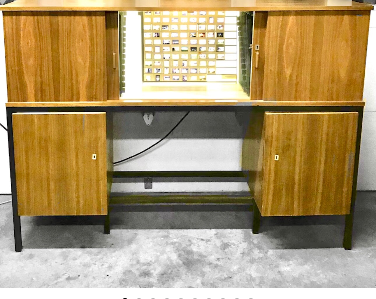 1970'S Commercial Slide Viewing Storage Cabinet Dieter Rams Style Walnut & Steel