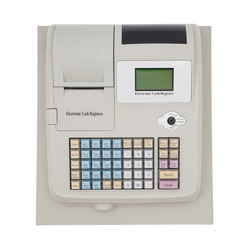 Electronic Cash Register with Flat Keyboard & Thermal Printer W/48 Keys