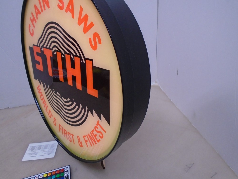 Stihl Chainsaws logo Round LED Display lighted sign lightbox Wall Hanging