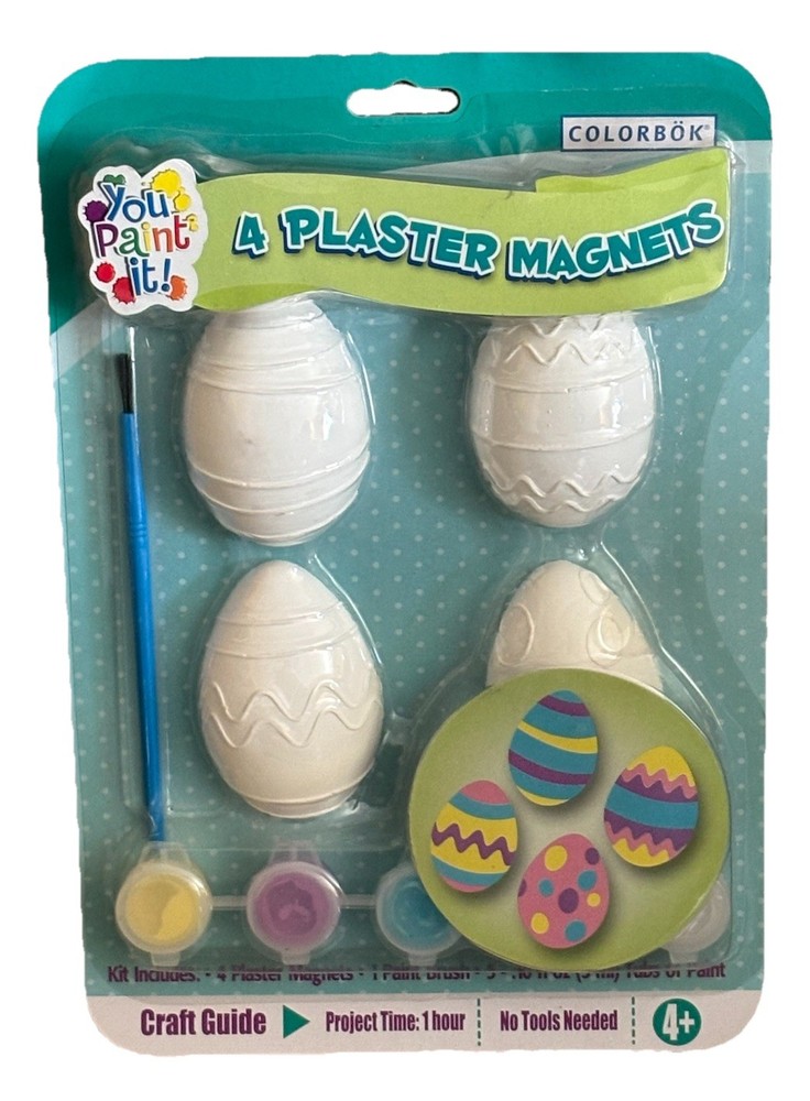 NEW Vtg Paintable Plaster Easter Magnets Kit Eggs