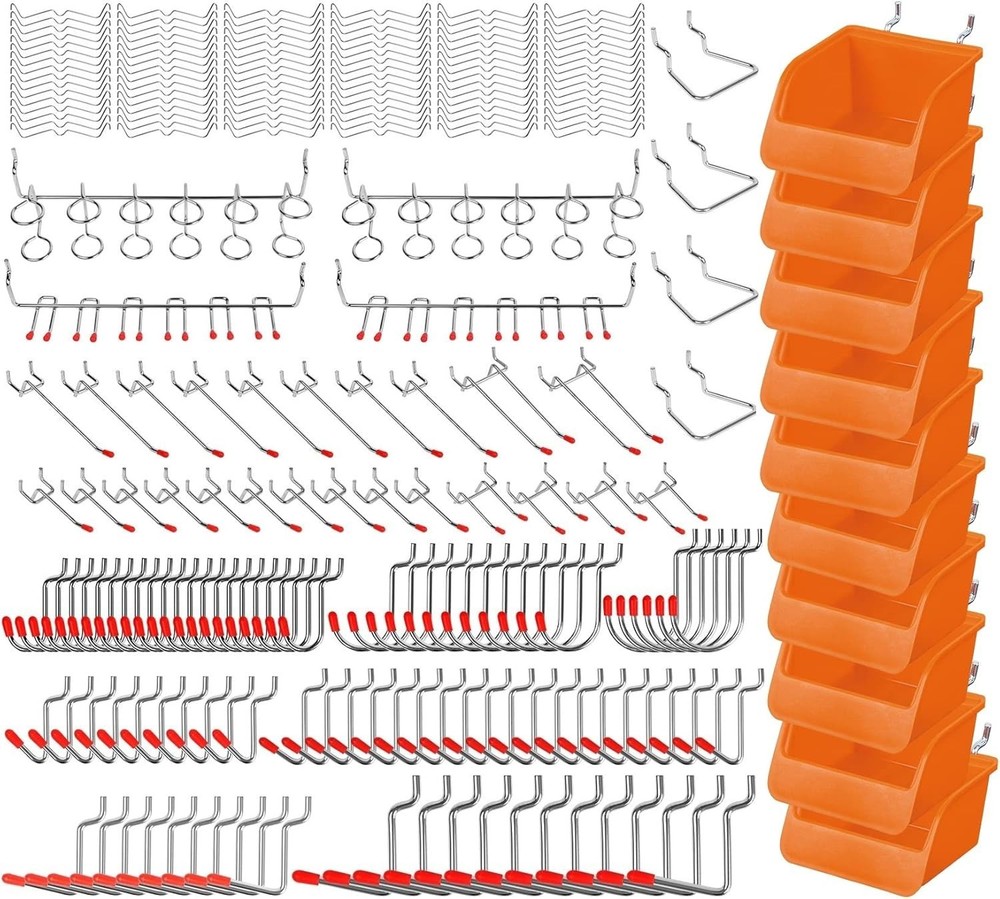 238 pcs Pegboard Hooks Assortment Kit Heavy Duty Rust Resistant Tool Organizer
