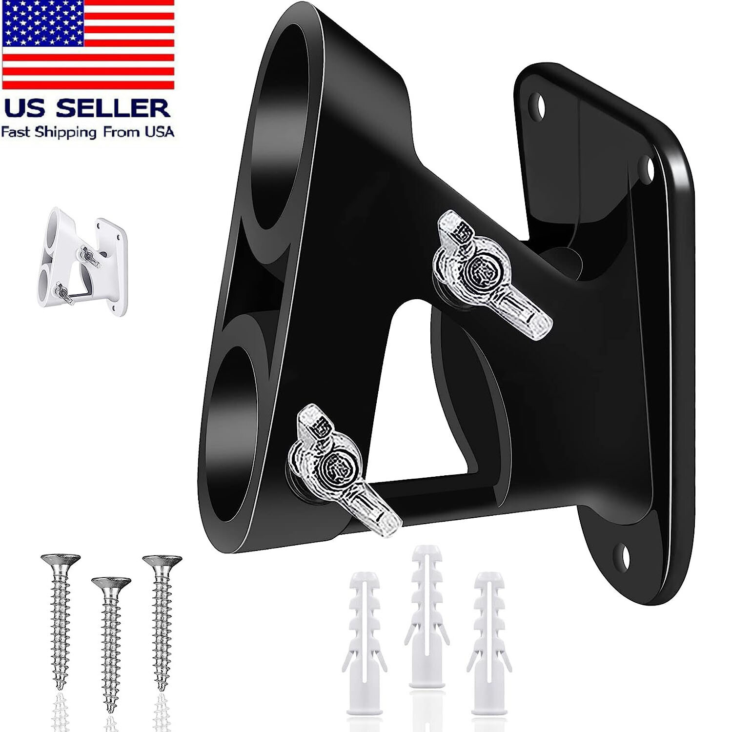 Two-Position Flag Pole Bracket Heavy Duty Cast Aluminum Wall Mount for Outside