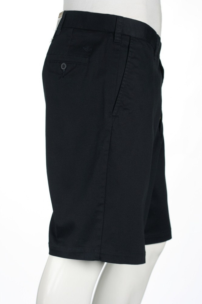 Dockers Mens Flat Front Walking Shorts 42 Navy Cotton Spandex Solid Casual Basic
