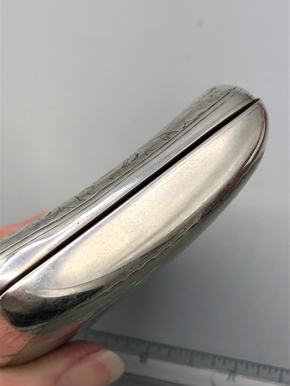 Antique English Sterling Silver hinged Cigarette or Card Case 3 5/8" x 2.75"