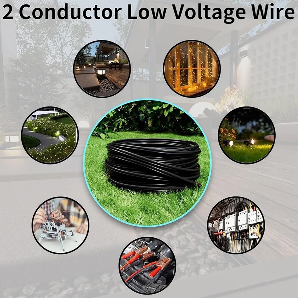 200FT LOW VOLTAGE 12/2 CABLE LANDSCAPE BURIAL COPPER WIRE OUTSIDE 12AWG 2 CORE