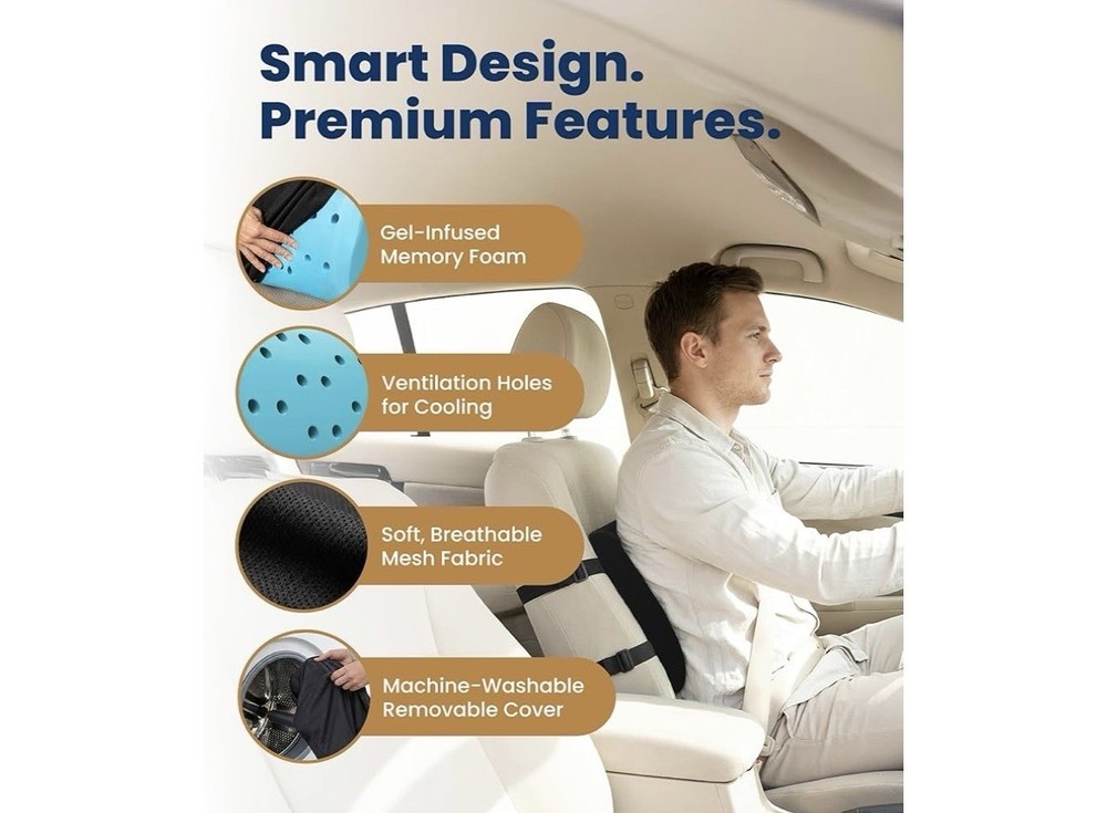 Everlasting Comfort Lumbar Support Pillow Office Chair Memory Foam Back Sciatica