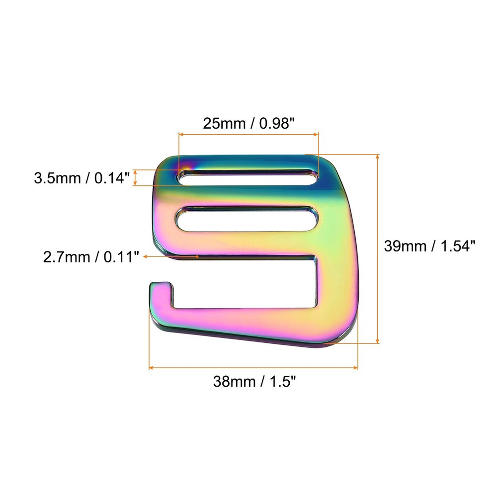 0.98" Webbing Release G Hook Buckle Adjuster for Backpack Strap, 2Pcs Multicolor
