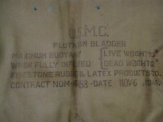 WWII USMC Marine Corps Inflatable Flotation Bladder w/Inflation Tube - Dtd 1944