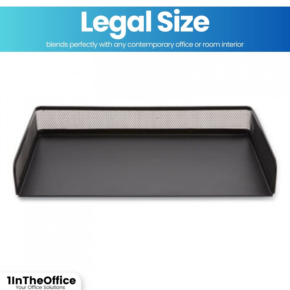 Side Load Letter Tray Stackable Black Mesh Tray Legal Size "2 Pack"