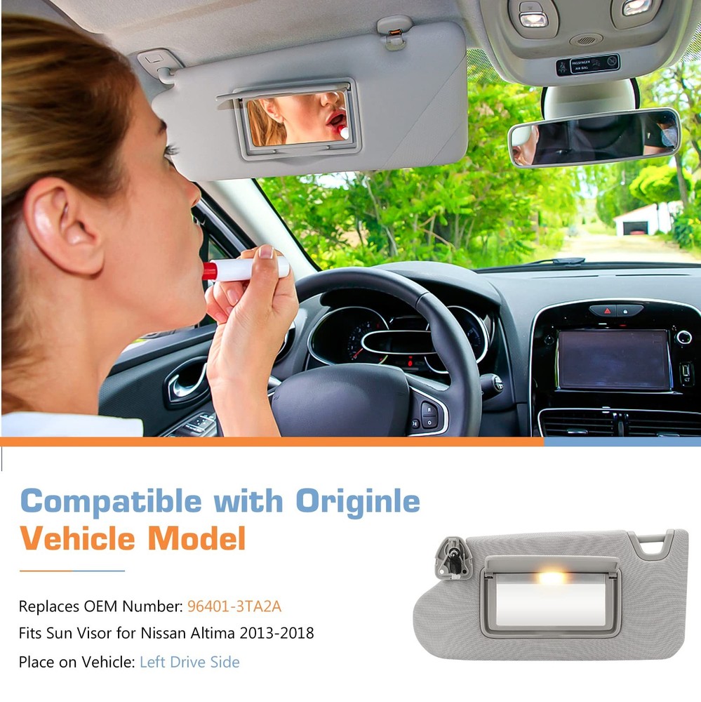 Hurotoms Right Passenger Side Sun Visor Side, Pale Grey