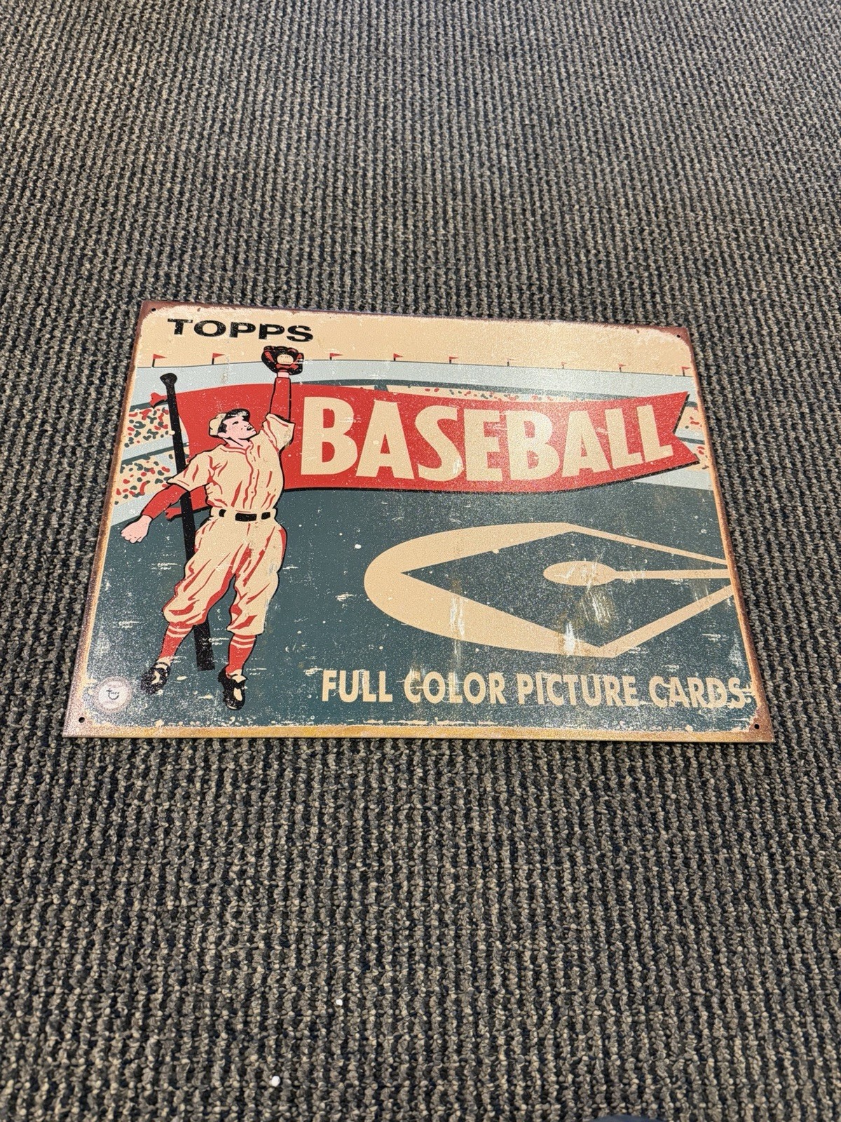 Topps Baseball Picture Cards Pack Wrapper 1950s Era Advertising Tin Sign 16x12
