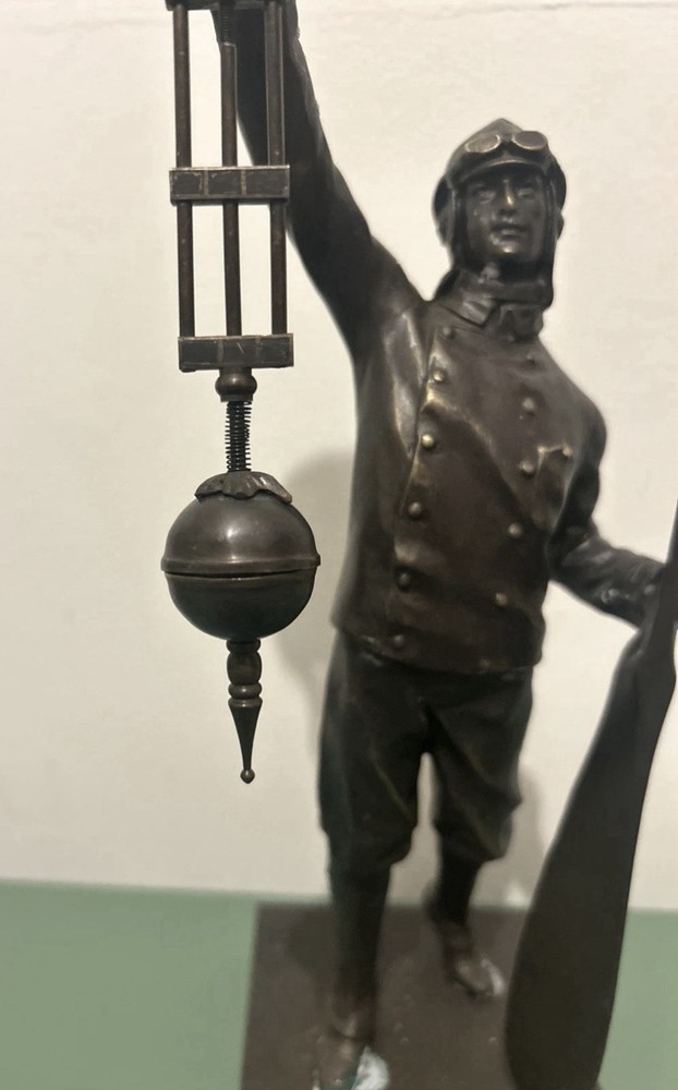 Vintage Bronze Junghans Pilot FigureSwinging Mystery Clock