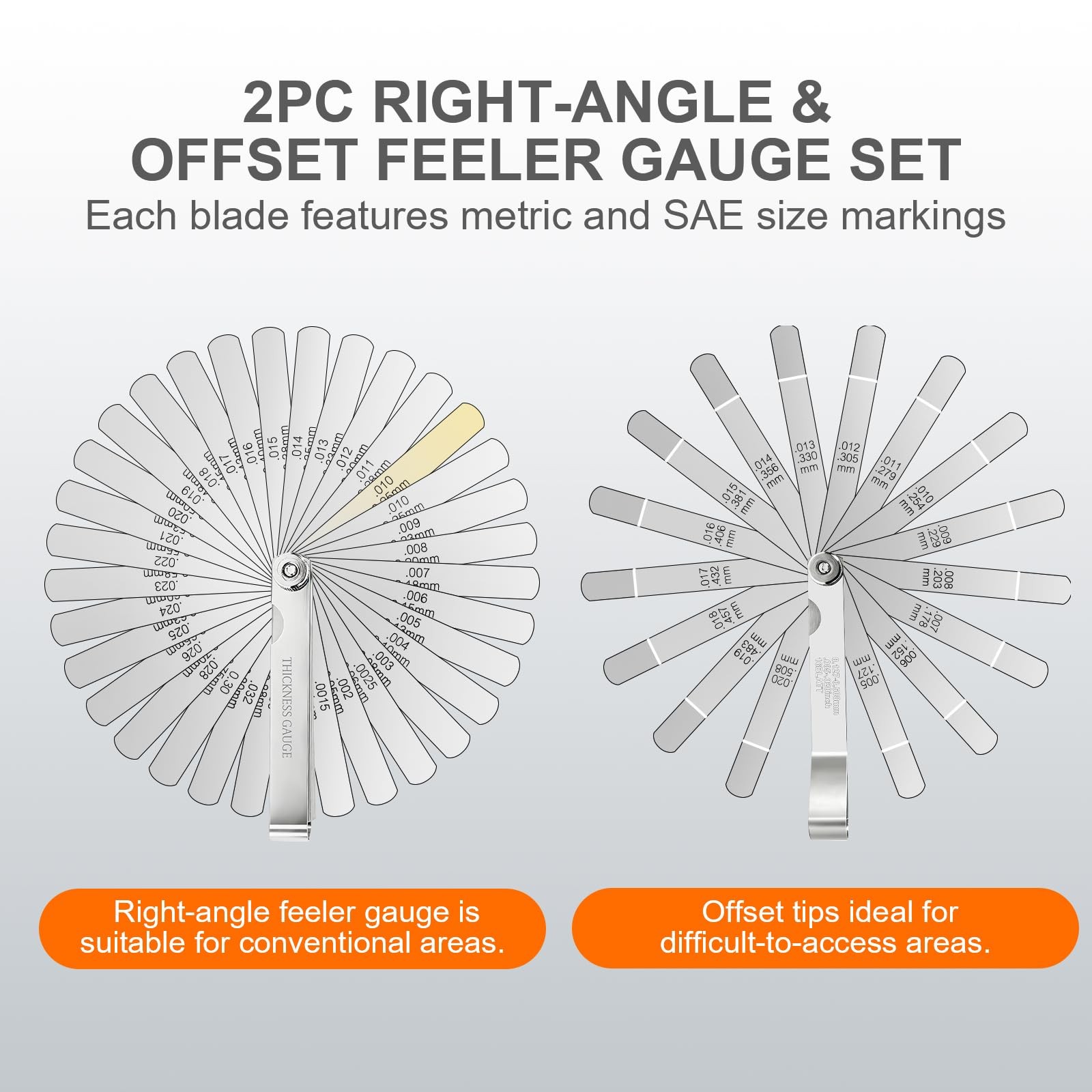 Kit Galgas Calibrador Lainas 48 Hojas Rectas Acodadas Punterías Bujías Inox Pro